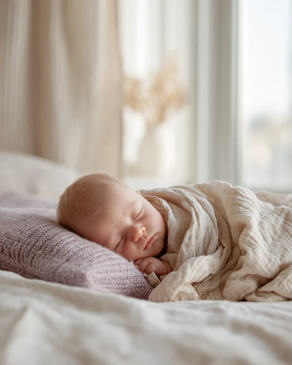 Newborn wrapped in a soft blanket