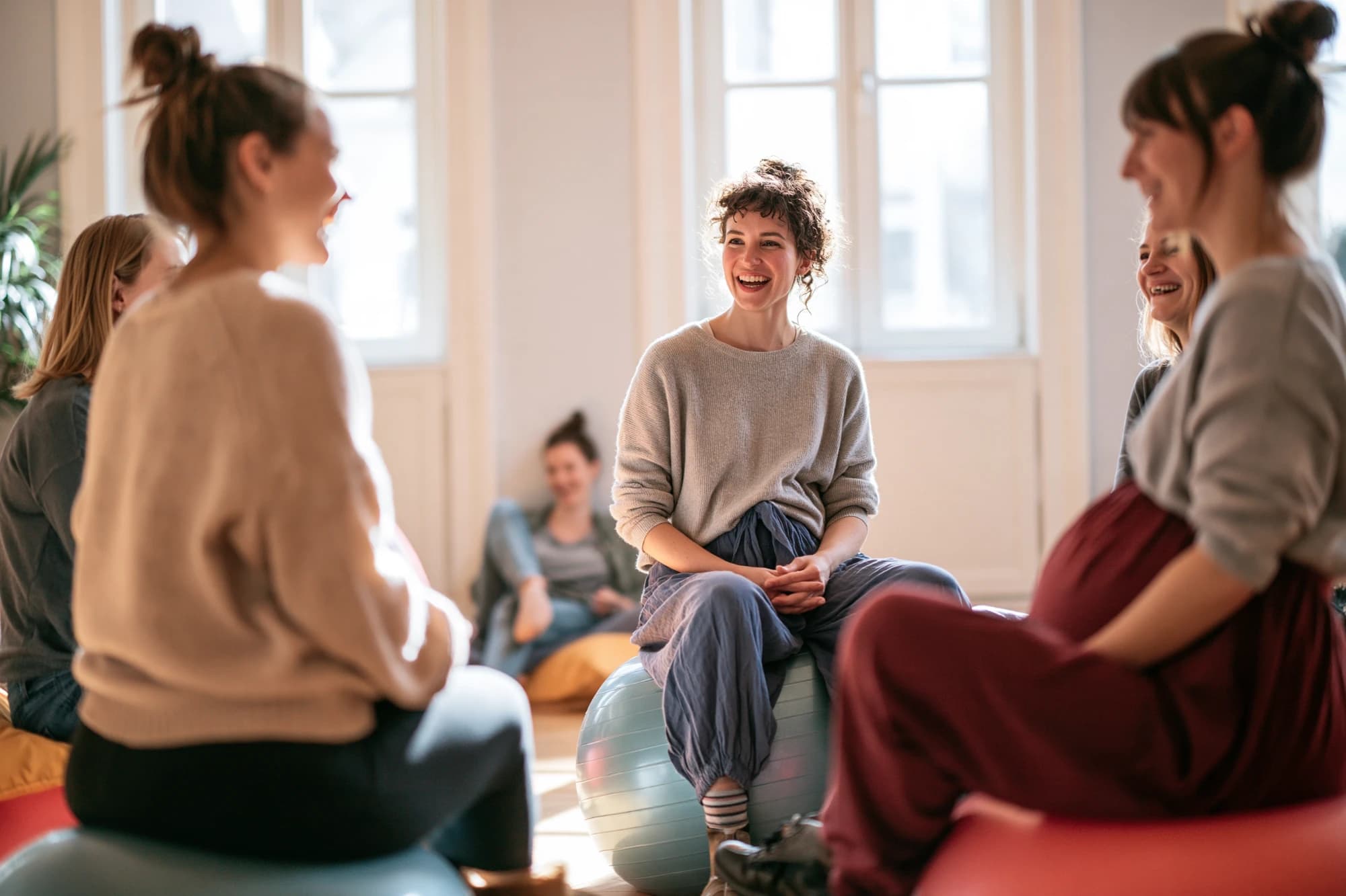Midwife leading a birth preparation class